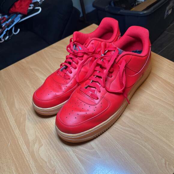 NIKE AIR FORCE 1 LOW ID NIKE BY YOU RED-GUM BROWN SZ 11.5 [CT7875-994] - Picture 1 of 5